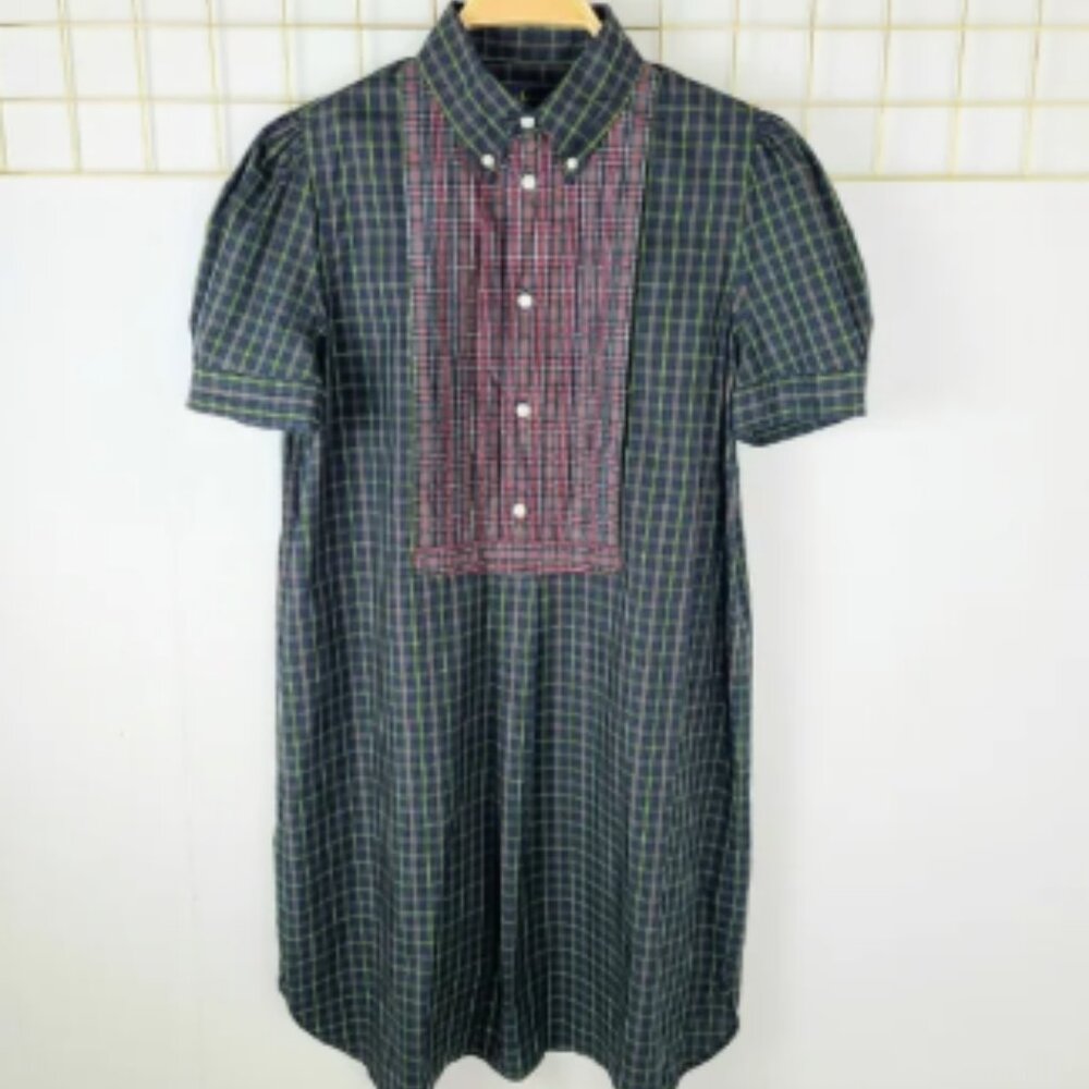 NWT Ralph Lauren Black Watch Plaid Tartan Preppy Quarter Button Cotton Dress
